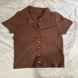 Brandy Melville Brown button up Tee Size Small